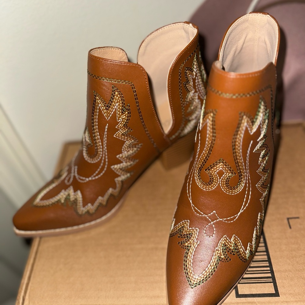 Brown Western Ankle Boots
